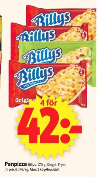 ICA Supermarket Billys pizza erbjuda