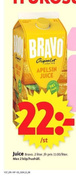 ICA Supermarket Bravo juice erbjuda