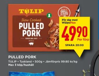 Willys Tulip pulled pork erbjuda