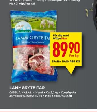 Willys Qibbla halal lammgrytbitar erbjuda