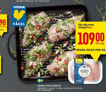 Willys Kronfågel kycklingfilé erbjuda