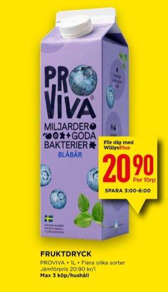 Willys Proviva fruktdryck erbjuda