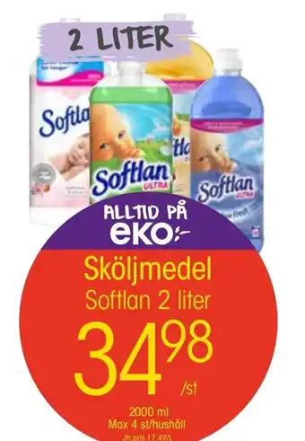 EKO Sköljmedel Softlan 2 liter erbjuda
