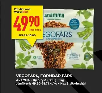 Willys Vegofärs, formbar färs erbjuda