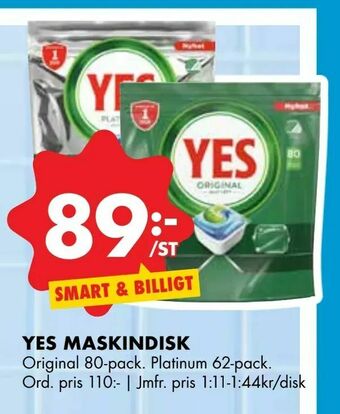 ÖoB Yes maskindisk erbjuda