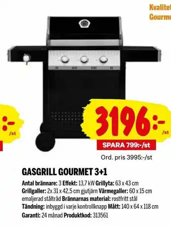 City Gross Gasgrill gourmet 3+1 erbjuda