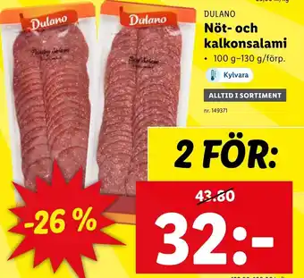 Lidl Dulano Nöt-och Kalkonsalami erbjuda
