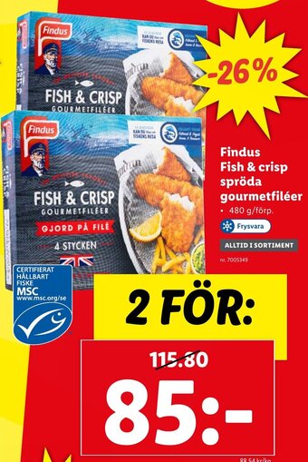 Lidl Findus Fish & Crisp Spröda Gourmetfiléer erbjuda