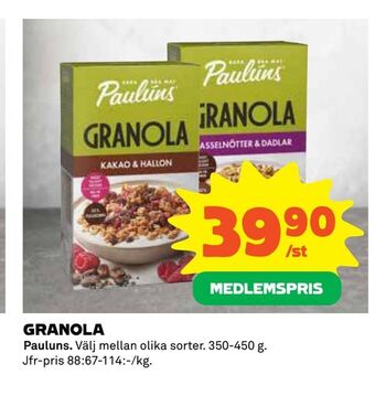 Coop Extra Granola erbjuda