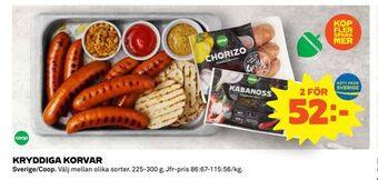 Coop Konsum Kryddiga korvar erbjuda