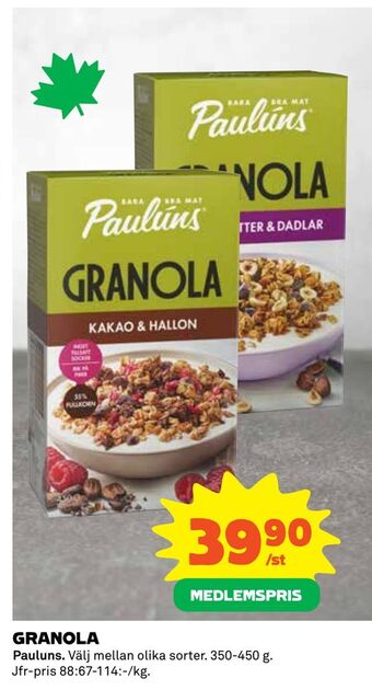 Coop Daglivs Granola erbjuda
