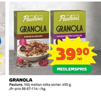 Coop Granola erbjuda