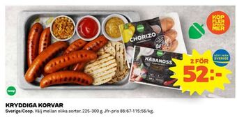 Coop Kryddiga korvar erbjuda