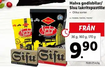 Lidl Halva godisbilar / Sisu lakritspastille erbjuda