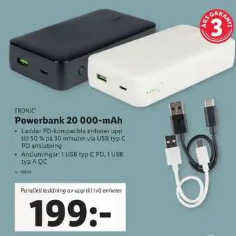 Lidl Tronic Powerbank 20 000-mah erbjuda