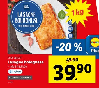 Lidl Chef Select Lasagne bolognese erbjuda