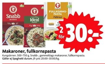 Makaroner, Fullkornspasta