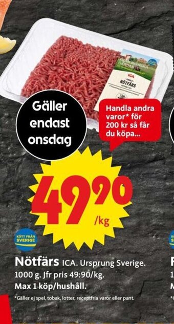 ICA Supermarket Nötfärs erbjuda