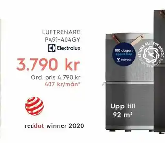 Electrolux Home Luftrenare pa91-404gy erbjuda