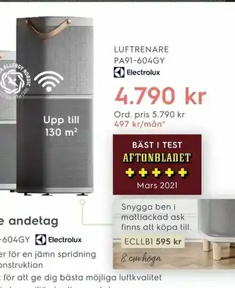 Electrolux Home Luftrenare pa91-604gy erbjuda