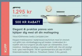 Electrolux Home TRAKTÖRPANNA SMEG CKFD2811CRM erbjuda