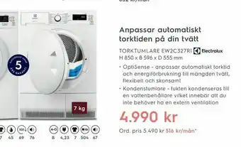 Electrolux Home TORKTUMLARE EW2C327R1 H 850 x B 596 x D 555 mm erbjuda