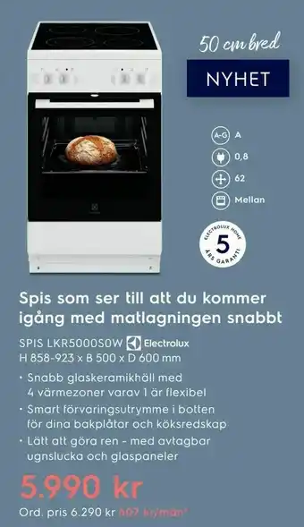 Electrolux Home SPIS LKR5000S0W H 858-923 x B 500 x D 600 mm erbjuda