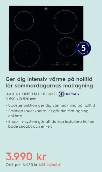 Electrolux Home INDUKTIONSHÄLL HOI622S erbjuda