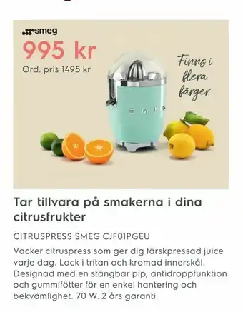 Electrolux Home CITRUSPRESS SMEG CJF01PGEU erbjuda