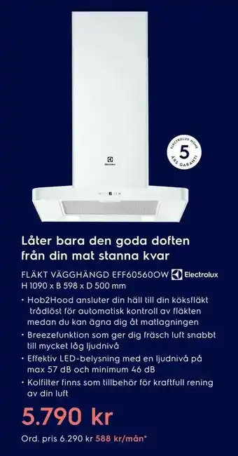 FLÄKT VÄGGHÄNGD EFF60560OW H 1090 x B 598 x D 500 mm