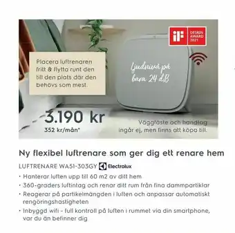 Electrolux Home LUFTRENARE WA51-303GY erbjuda