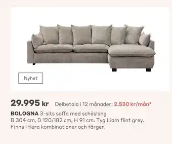 Bologna 3-sits soffa med schäslong