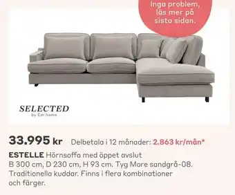 Estelle hörnsoffa med öppet avslut