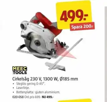 Jula Meec Tools Cirkelsåg 230 V,1300 W,Ø185 mm erbjuda