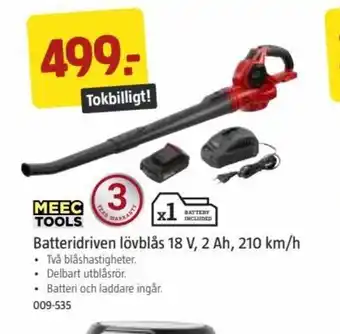 Jula Meec Tools Batteridriven lövblås 18 V,2 Ah,210 km/h erbjuda