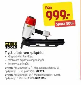 Jula Meec Tools Tryckluftsdriven spikpistol erbjuda