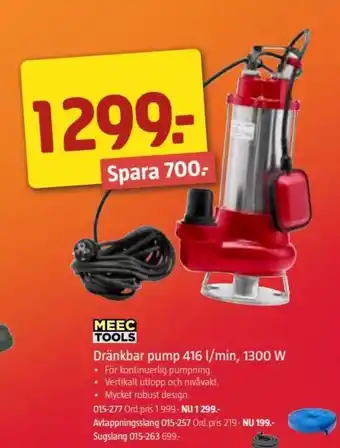 Jula Meec Tools Dränkbar pump 416 l/min, 1300 W erbjuda