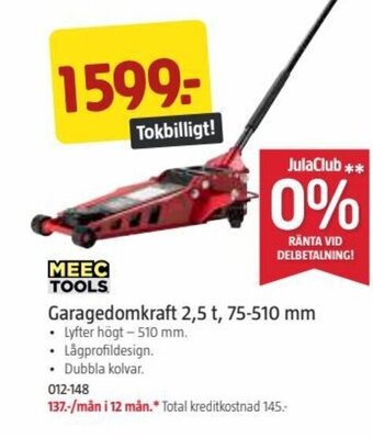 Jula Meec Tools Garagedomkraft 2.5 t, 75-510 mm erbjuda