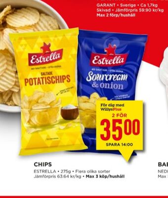 Willys Estrella chips erbjuda