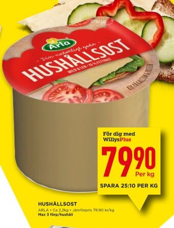 Willys Arla hushållsost erbjuda