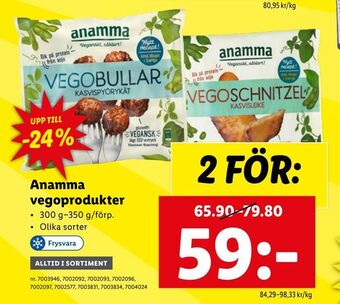 Lidl Anamma vegoprodukter erbjuda