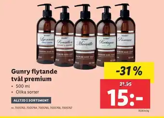 Lidl Gunry flytande tvål premium erbjuda