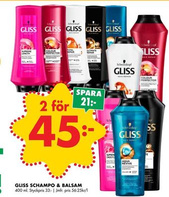 ÖoB Gliss schampo & balsam erbjuda