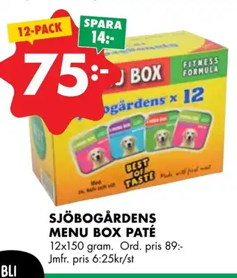 ÖoB Sjöbogårdens menu box paté erbjuda