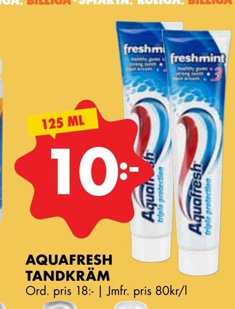 ÖoB Aquafresh tandkräm erbjuda