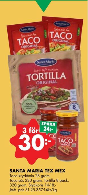 ÖoB Santa maria tex mex erbjuda