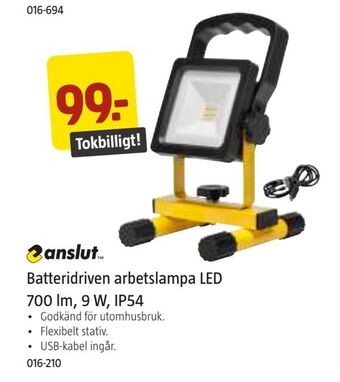 Jula Batteridriven arbetslampa led 700 lm, 9 w, ip54 erbjuda