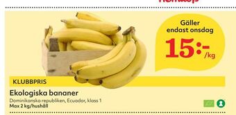Hemköp Ekologiska bananer erbjuda