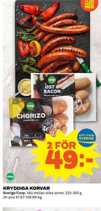 Coop Kryddiga Korvar erbjuda