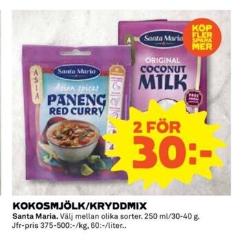 Coop Kokosmjölk, /Kryddmix erbjuda